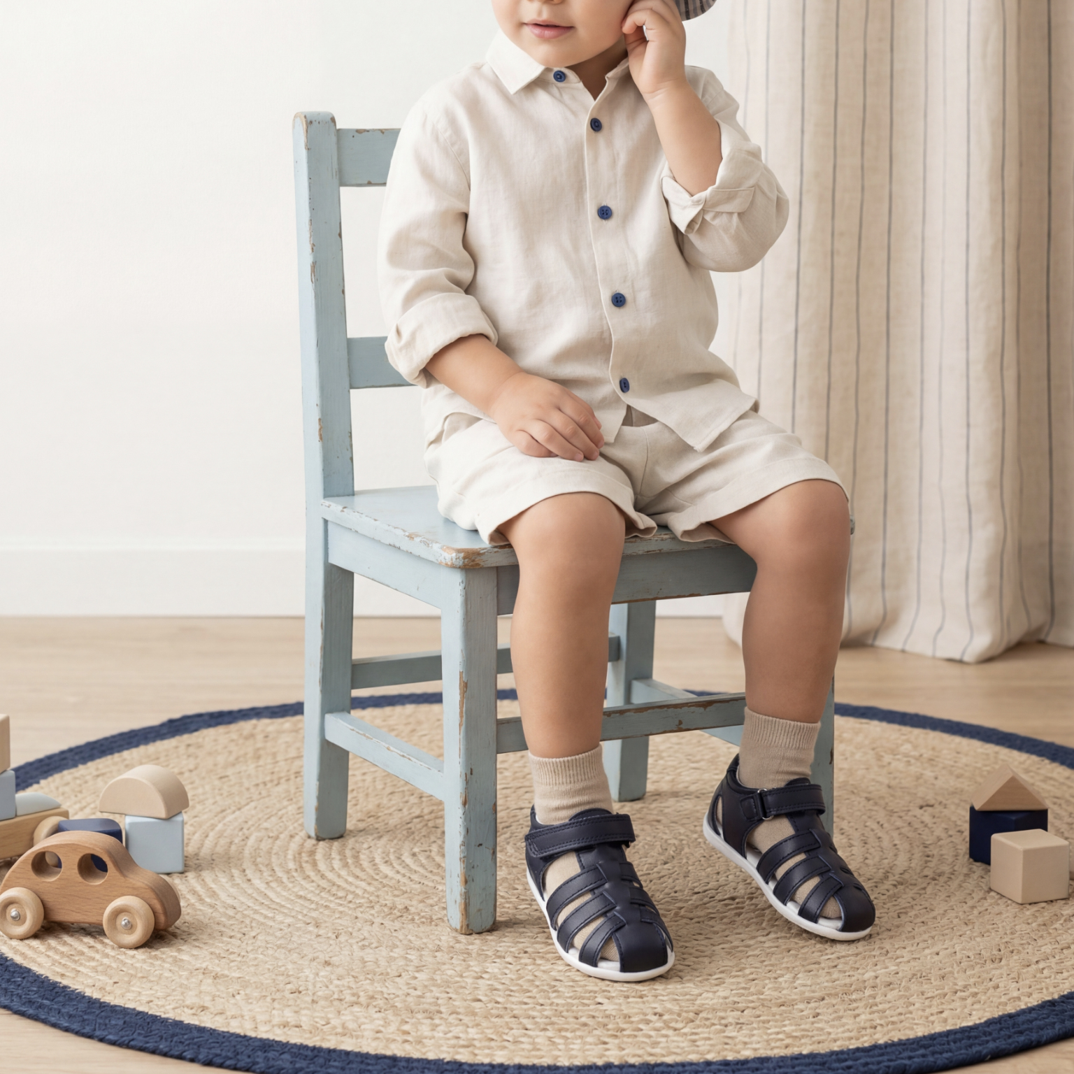 Lucas Navy Sandal with White Sole - Image 2