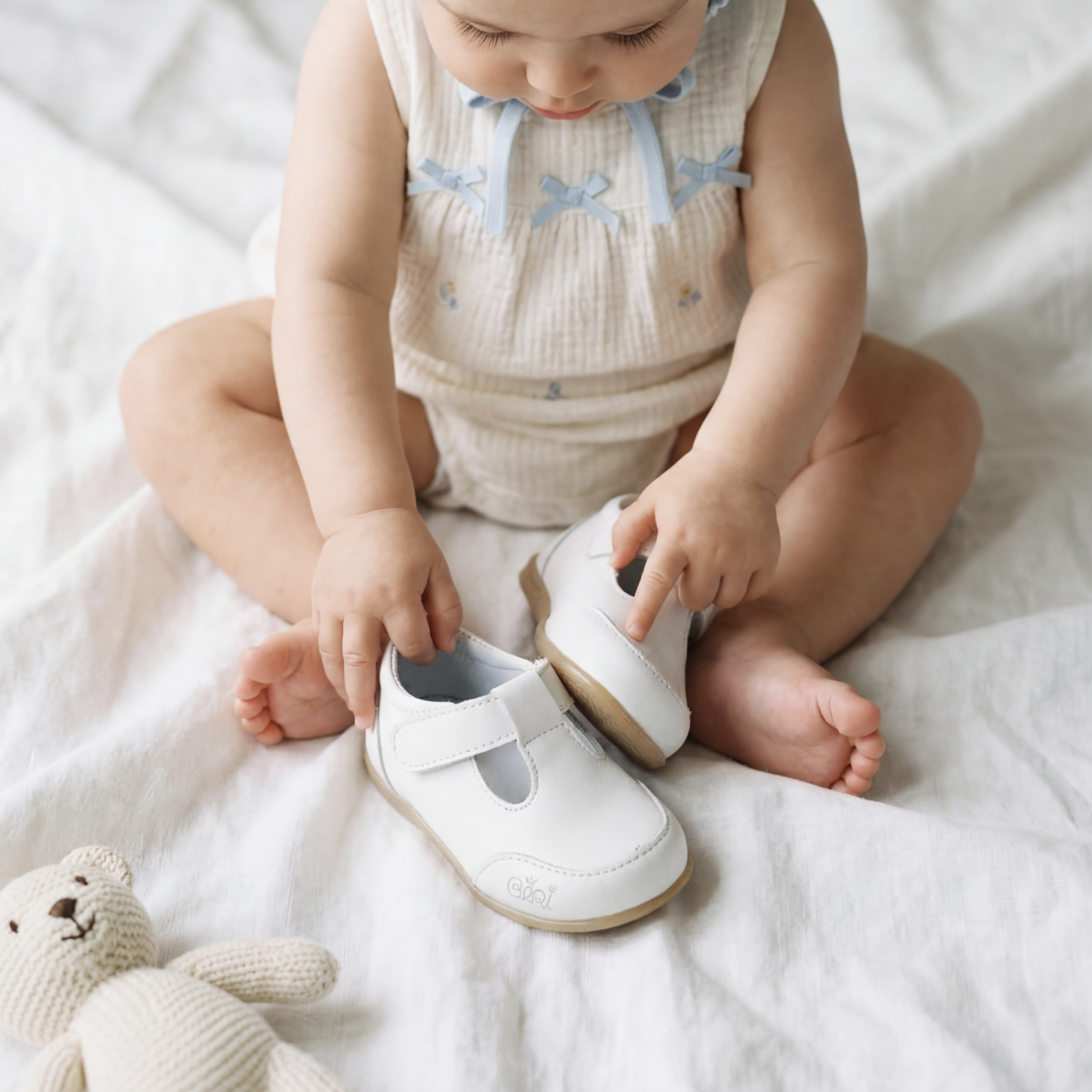Maria White Shoe with Camel Sole - Image 2