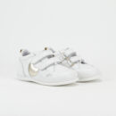 Beatriz White and Gold Sneaker with White Sole